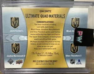 2022-23 Ultimate GAME USED Quad Materials 05/25 Eichel/Stone/Theodore/March back